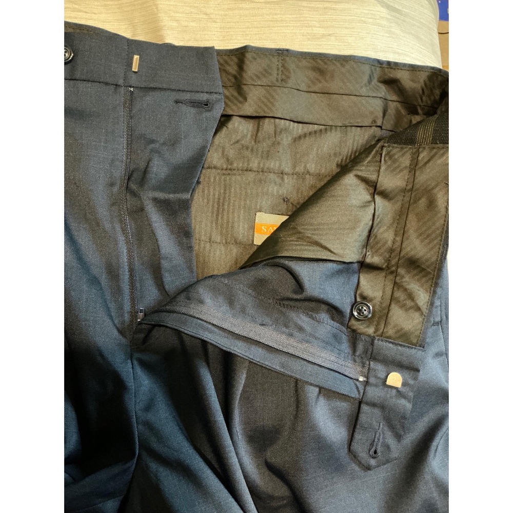 Savane Navy Blue Straight Leg Pants Stretch Business Casual Mens 44x30 Workwear - Picture 6 of 10